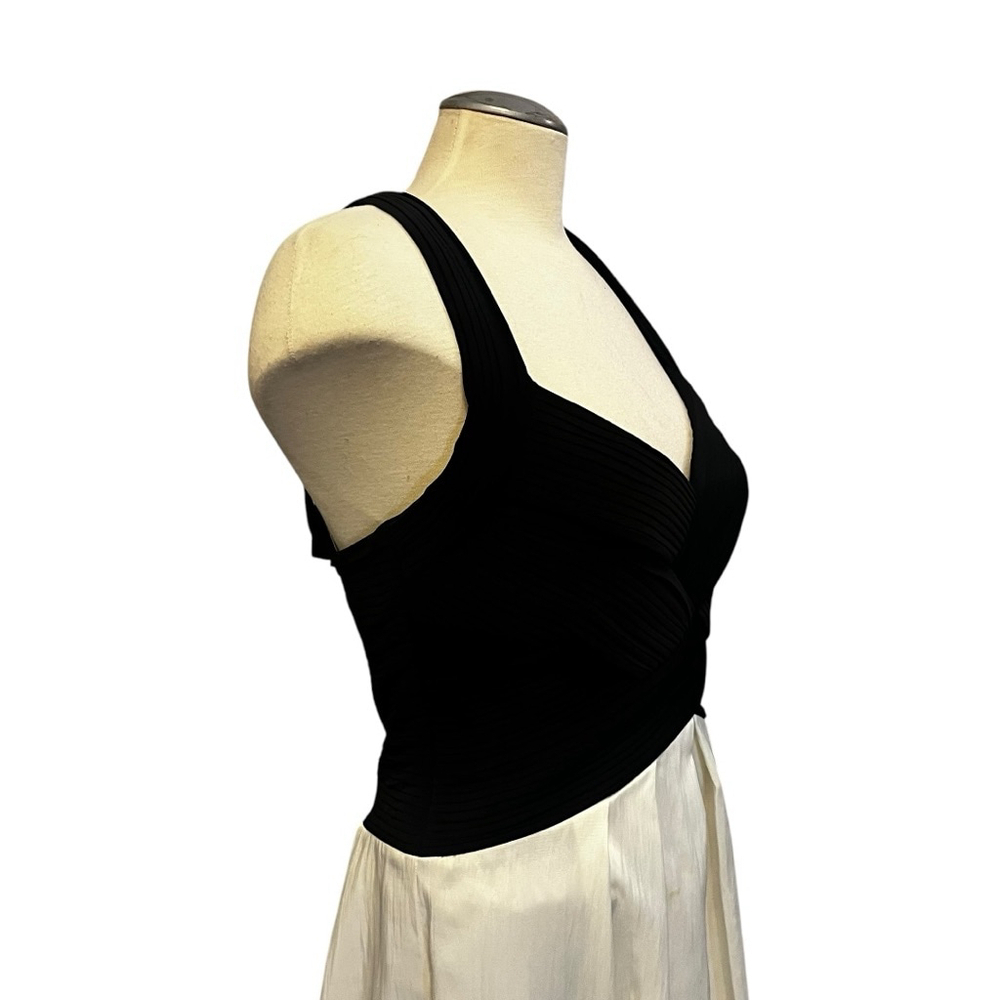 Frank Lyman Evening Cocktail Halter Colourblock Dress Black/White US 8 - Picture 10 of 15